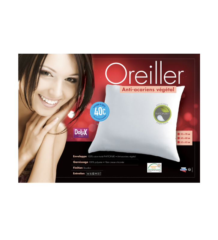 Oreiller ANTI-ACARIENS VEGETAL Dolux