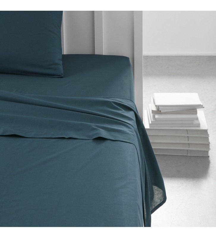 Drap plat lit 2 personnes 240 x 300 cm 100% coton 57 fils couleur galet  1642677-galet - Conforama