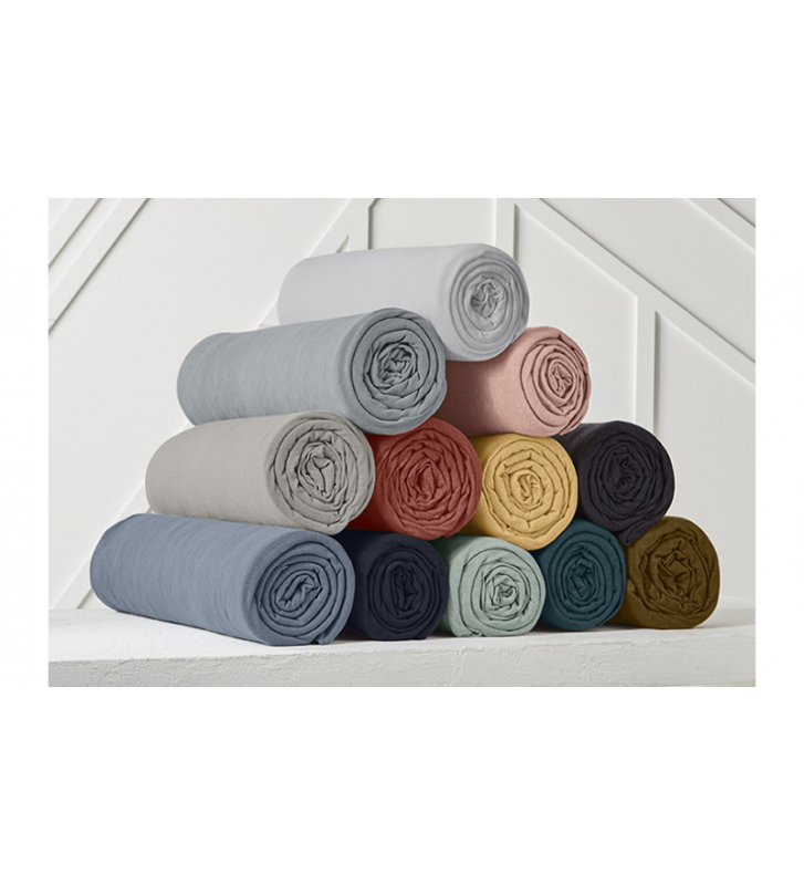 Drap housse 120 X 190 X 30 cm coton 57 fils/cm² (divers coloris