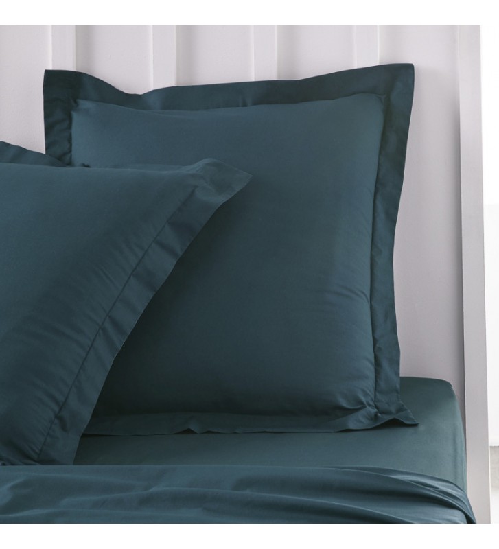 2 Taies d'oreiller 63x63 - 100% coton 57 fils - Turquoise